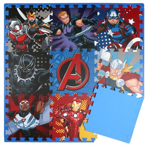 Marvel Avengers 9pc Floor Tile Foam Interlocking Fitness Mats Target