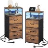 GALAXHERO Nightstand Set of 2 with Charging Station, LED Night Stand with 3 Fabric Drawers and Storage Shelf, Bedside Table 31.93" Tall - 2 of 2