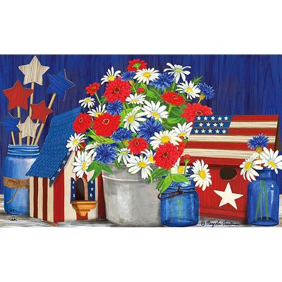 Briarwood Lane Summer Doormat 30x18 Indoor Outdoor Red White and Blue Patriotic For Summer Doormat