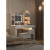 Vanity Desk with Lighted Mirror, Makeup Vanity Table with 3 Storage Drawers and 11 Shelves, Large Dressing Table with Vanity Stool - 3 of 4