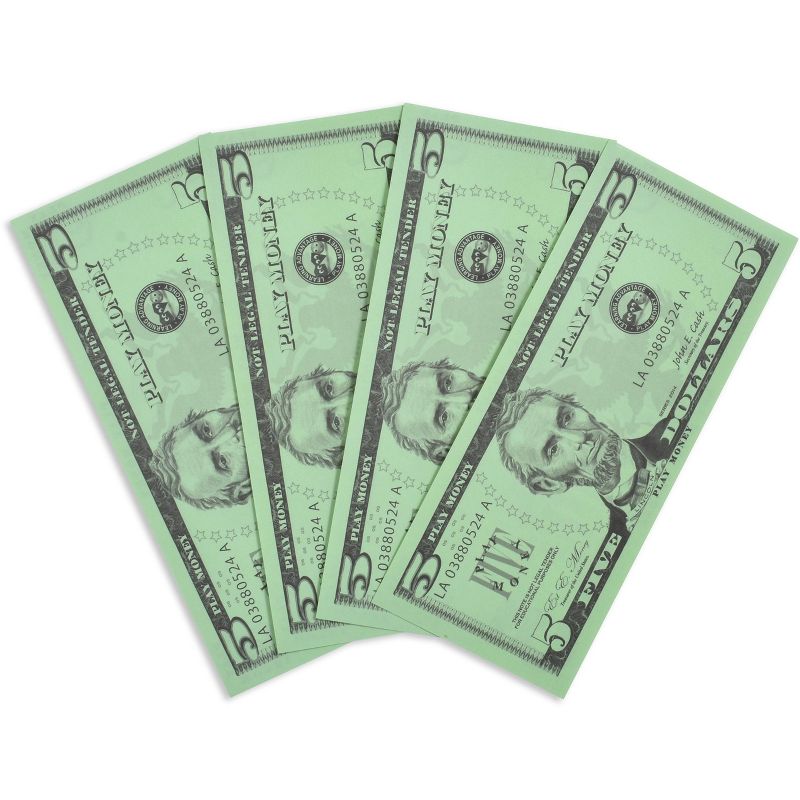 Learning Advantage Five Dollar Play Bills, Set of 100, 5 of 8
