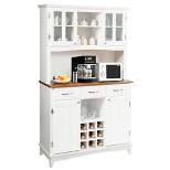 Costway Buffet And Hutch Kitchen Storage Cabinet Cupboard w/ Wine Rack & Drawers White