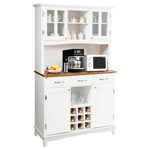 Costway Buffet And Hutch Kitchen, White Hutch Cabinet