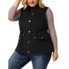 Agnes Orinda Women's Plus Size Utility Cargo Pockets Drawstring Waist Sleeveless Scrub Vests - 2 of 4