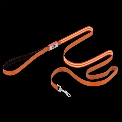 LED Dog Leash-Lights Up for Night Visibility and Safety-6' Leash With Padded Grip Handle, 3 Flash Modes-For Evening Walks or Runs by Pet Pal (Orange)