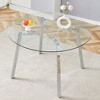 Glass Coffee Table Round Dining Table Modern Cocktail Table Center Table Accent Table with Gold/Silver 7-Shaped Metal Legs-ModernLuxe - 2 of 4