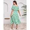 Plus Size Summer Dress for Women V Neck Tie Front Boho Maxi Dress Yellow Floral - 4 of 4