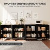 Elegant Natural Rattan Buffet Cabinet, 4-Door Storage Sideboard with Power Outlet & Adjustable Shelves - 4 of 4