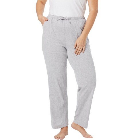 Dreams & Co. Women's Plus Size Knit Sleep Pant - 1X, Gray
