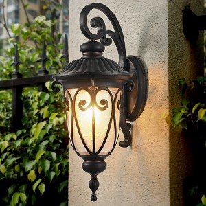 HANPURE 23'' Classic Black Outdoor Wall Lantern, Vintage Sconce with Bubble Glass, Weatherproof Exterior Light for Porch, Patio, Entryway - 1 of 4