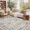 Vintage Floral Area Rug Washable Rugs Stain Resistant Easy Cleaning Indoor Carpet With Non-Slip Backing Low Pile Rug - 3 of 4