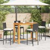 vidaXL Patio Bar Set Outdoor Garden Furniture Solid Wood Acacia and Poly Rattan - Black 4 Piece - 3 of 4