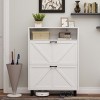 TIRAMISUBEST Farmhouse Shoe Cabinet - Barn Door, 2 Flip-Down Drawers (31"W x 44"H) - 3 of 4