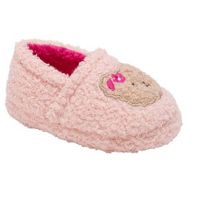 Kensie Girls’ Slippers - Cozy Kids House Slippers with Plush Fuzzy Upper and Smiley Face Patch - 1 of 4