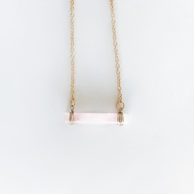 Sanctuary Project Rose Quartz Bar Necklace Light Pink