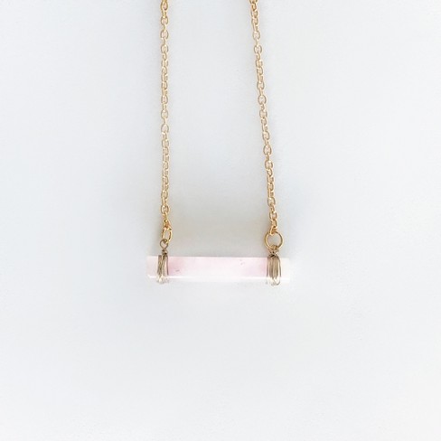 California State Gold Pendant Necklace in Pink Howlite