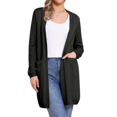INSPIRE CHIC Women's Long Sleeve Open Front Lightweight Knit Long Cardigan Sweater