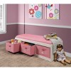 Badger Basket Kids' Storage Bench with Cushion and Three Bins White with Pink - 2 of 4