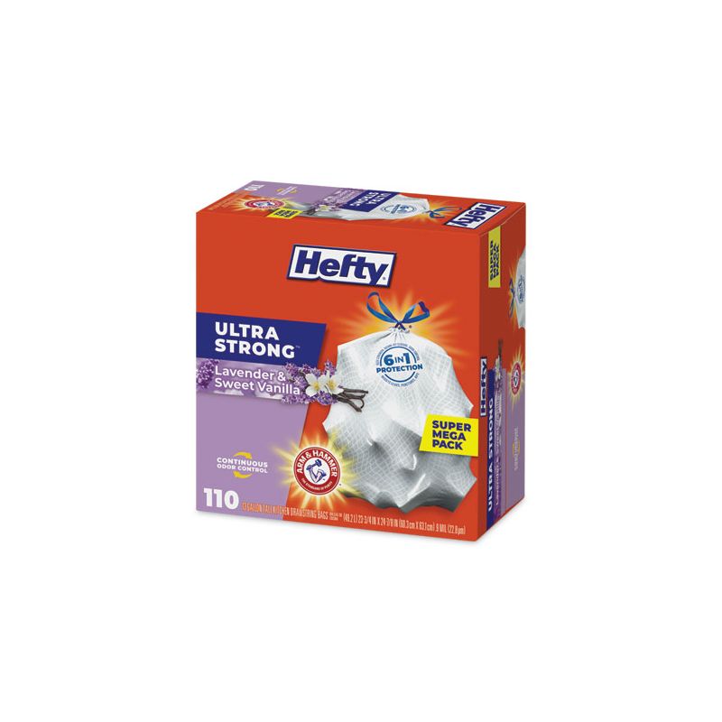 Hefty Ultra Strong Scented Tall White Kitchen Bags, 13 gal, 0.9 mil, 23.75" x 24.88", White, 110/Box, 3 of 6