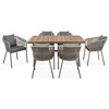 Maliang 7 Pieces Patio Dining Set, Acacia Wood Tabletop, Metal Frame, for Garden, Backyard, Balcony - 3 of 4