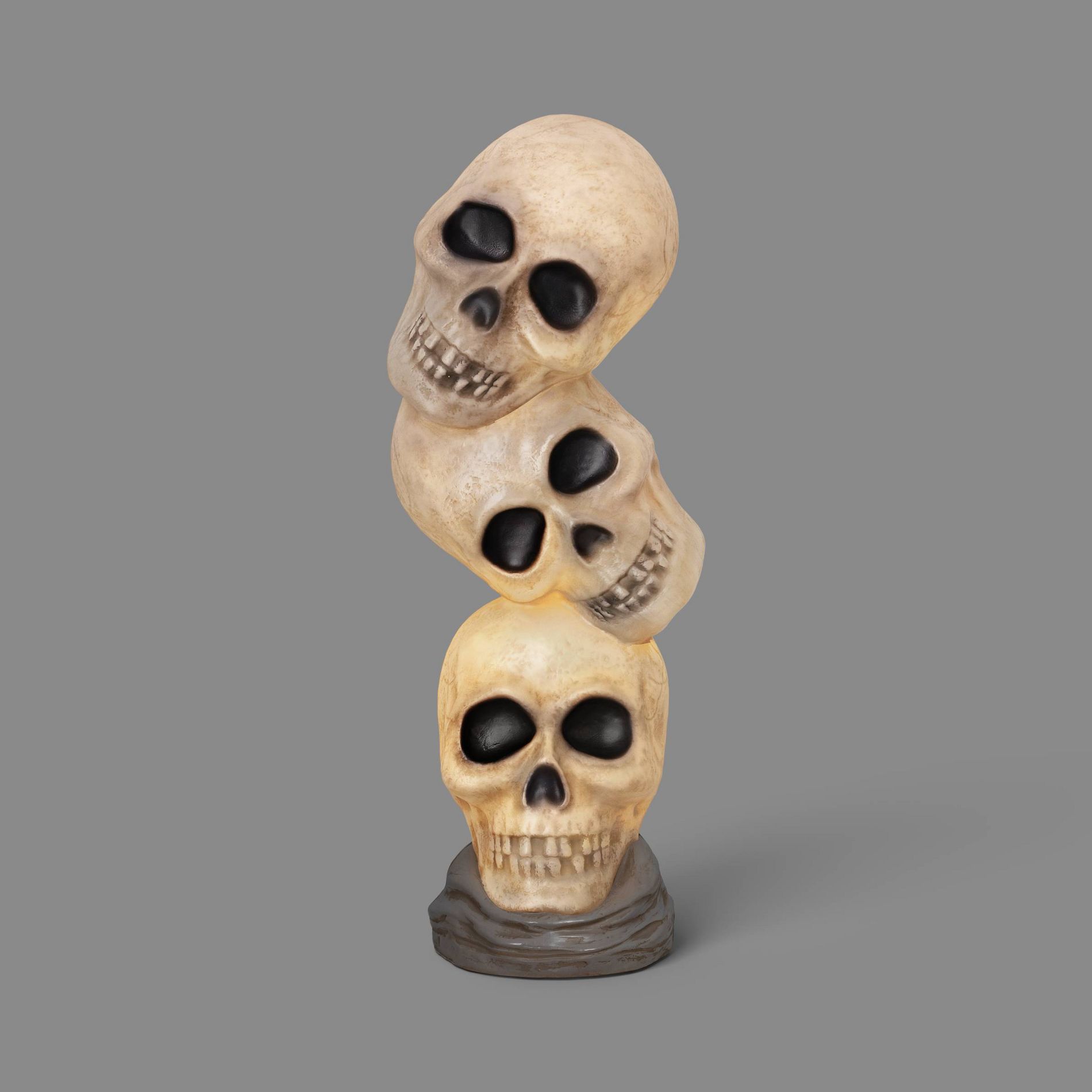 Lit Plastic Tall Stacked Skull Blow Mold Decorative Sculpture - Hyde and EEK! Boutique™: Halloween