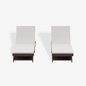 WestinTrends All Weather Wicker Outdoor Patio Chaise Lounge with Cushion (Set of 2) - 1 of 3