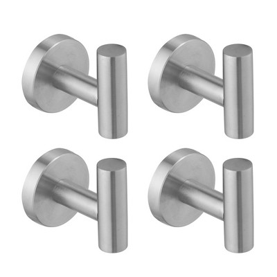 BWE 4-Pieces Round Shape J-Hook Robe/Towel Hook Wall Mount Bathroom Storage Modern