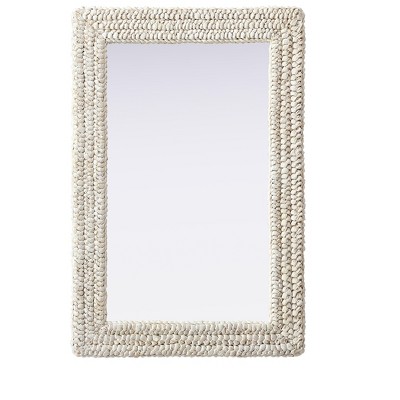 Elegant Lighting Rectangle Cornhusk Mirror 24x36 in Linen White