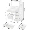 GustoWave Vanity Desk, Makeup Vanity Table with Mirror & 9 LED Light Bulbs, 4 Large Drawers and 3 Tiers of Open Shelves for Bedroom, White - 3 of 4