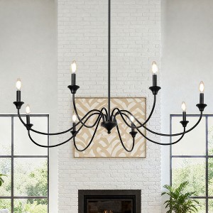 LNC Bohonicist 47.2-in Candle Chandelier, 8-Light Matte Black, Modern Transitional - 1 of 4