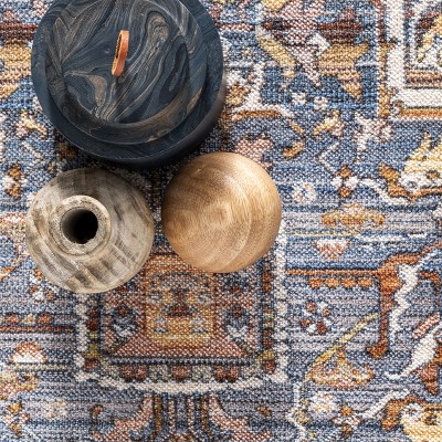 Harriet Rust Square Vintage Medallion Fringe Area Rug