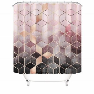 Pink Gradient Grid Shower Curtains for Bathroom Waterproof Fabric Bath Curtain Durable Soft Stylish Bathroom Decor 72x72 Inch - 1 of 1