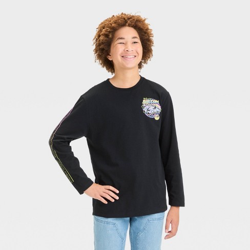 Boys' Star Wars Millenium Falcon Long Sleeve Graphic T-Shirt - Black - image 1 of 4