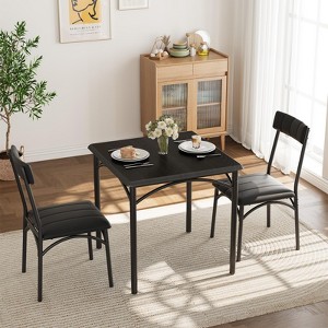 Round Dining Table Set for 2, Circle Kitchen Table and Chairs, Dining Room Table Set with Upholstered Chairs - 1 of 4