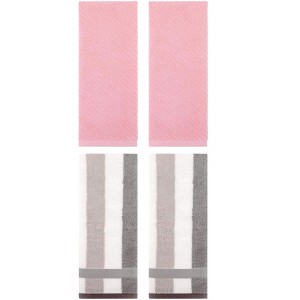 REGALWOVEN 4 Pcs Cotton Soft Comfortable Absorbent Striped Hand Towel - 1 of 4