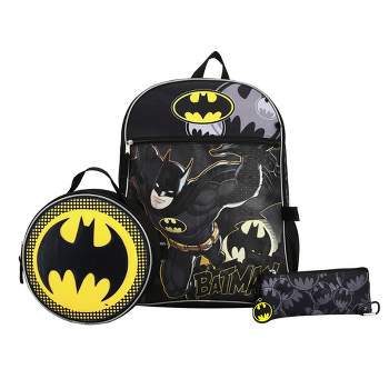 DC Comic Book Batman Symbol 5-Piece Backpack Accessory Set for boys