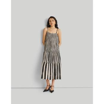 Reistor Women's Striped Down Strappy Tiered Maxi Dress
