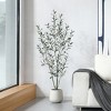 DR.Planzen Fake Plastic Olive Tree with Oval White Planter, Pre Potted Faux Greenry Plant With Encrypted branch and Artificial Fruits for Home Decor - 2 of 4