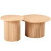 CENGHU Wood Round Dining Table for 4, Modern Farmhouse Kitchen Table, End Table with Wood Strip Base for Kitchen, Living Room, Dining Room - 2 of 4