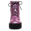 Allegra K Women's Round Toe Platform Lace Up Colorful Combat Ankle Boots - 3 of 4