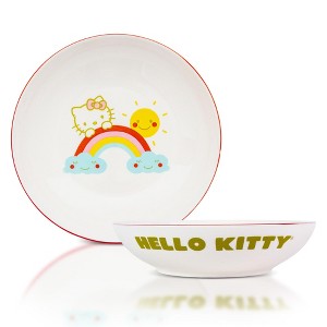 Silver Buffalo Sanrio Hello Kitty Rainbow 9-Inch Ceramic Coupe Dinner Bowl - 1 of 4