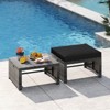 Costway Patio Ottomans Set of 2 PE Rattan Footstools with Removable Cushions & Metal Frame Red/Gray/Black/White/Turquoise/Navy - 4 of 4