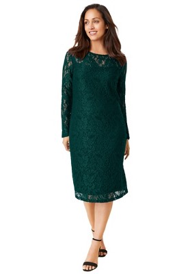 Jessica London Women's Plus Size Stretch Lace Shift Dress