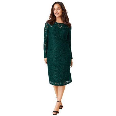 emerald green lace dress plus size