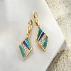 Ross-Simons Turquoise, Lapis and .30 ct. t.w. White Topaz Geometric Drop Earrings in 18kt Gold Over Sterling - 3 of 4