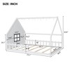 Lyngins Full Size Wood House Bed Frame with Fence, Window & LED Lights, Playful Kids' Floor Bed Frame, Sturdy Pine Wood Toddler Bed - 3 of 4