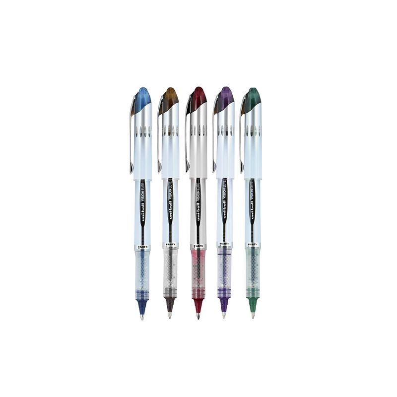 uni Vision Elite Roller Ball Stick Pen, 0.8 mm Bold, Assorted Colors, Pack of 5, 3 of 7