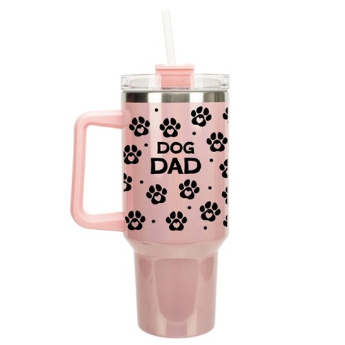 Elanze Designs Dog Dad Puppy Pawprints Hearts 40 oz. Stainless Steel, Large Water Bottle Coffee Mug, Spill & Leak Resistant, Thermal Travel Tumbler - image 1 of 1