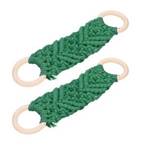 Unique Bargains Woven Cotton Rope Wooden Rings Handmade Towel Rings - 1 of 4