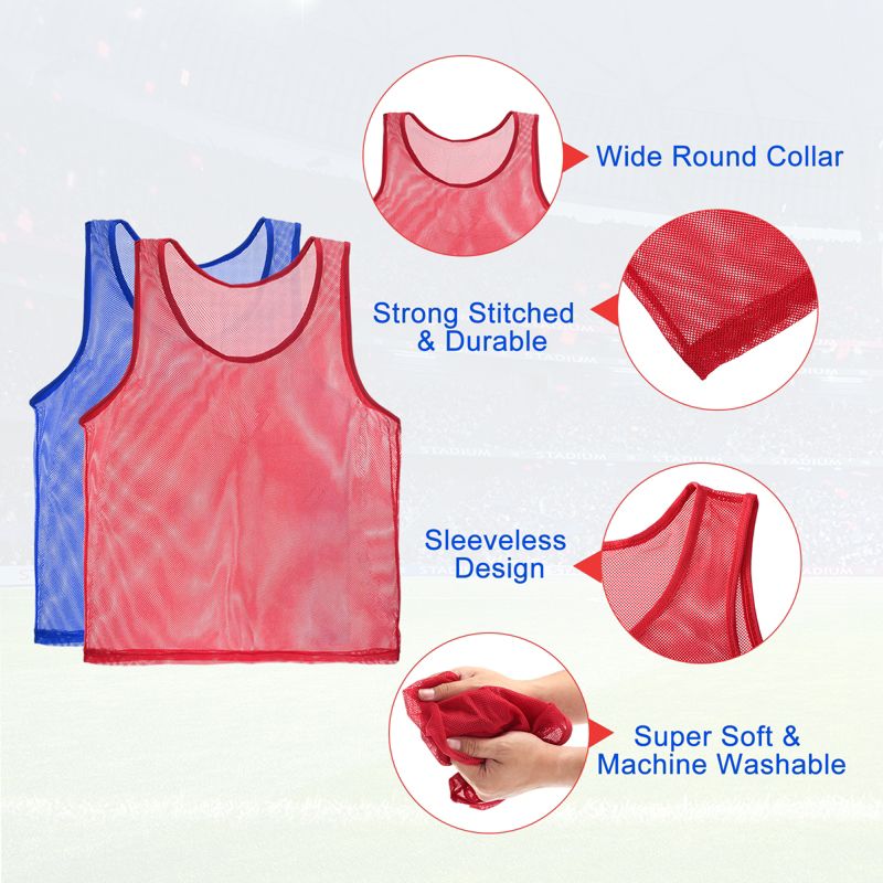 Unique Bargains Polyester Youth Adults Soccer Training Mesh Scrimmage Vests 12 Pcs, 3 of 7